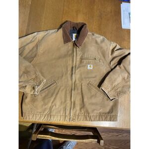Vintage Carhartt J01 Detroit Jacket Brown Duck Canvas 50R Blanket Lined USA UFCW